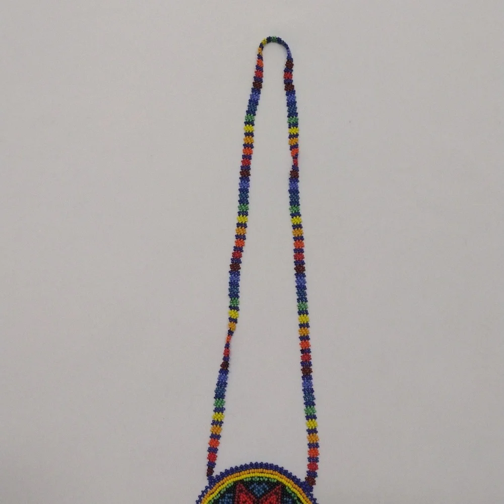Beaded Pouch Pocket Necklace Colorful Sun - Picture 3 of 8